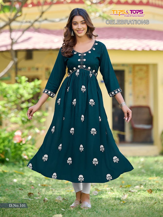 Celebrations Tips And Tops Designer Kurtis Catalog